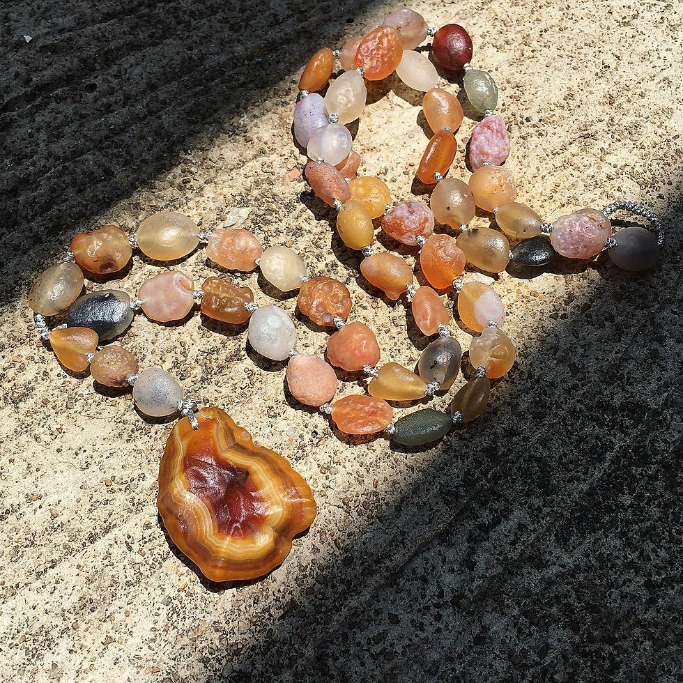 縮圖：Gobi Agate | 天然原石 彩糖果 特色焦糖吊墜 戈壁瑪瑙 頸鏈