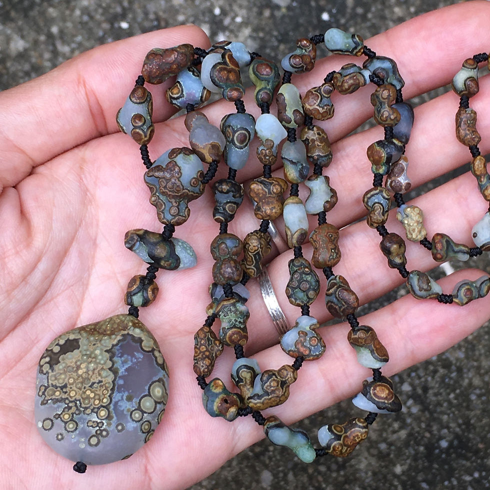縮圖：Gobi Agate | 天然原石 戈壁瑪瑙 卓資山 眼睛石 gourd 頸鏈