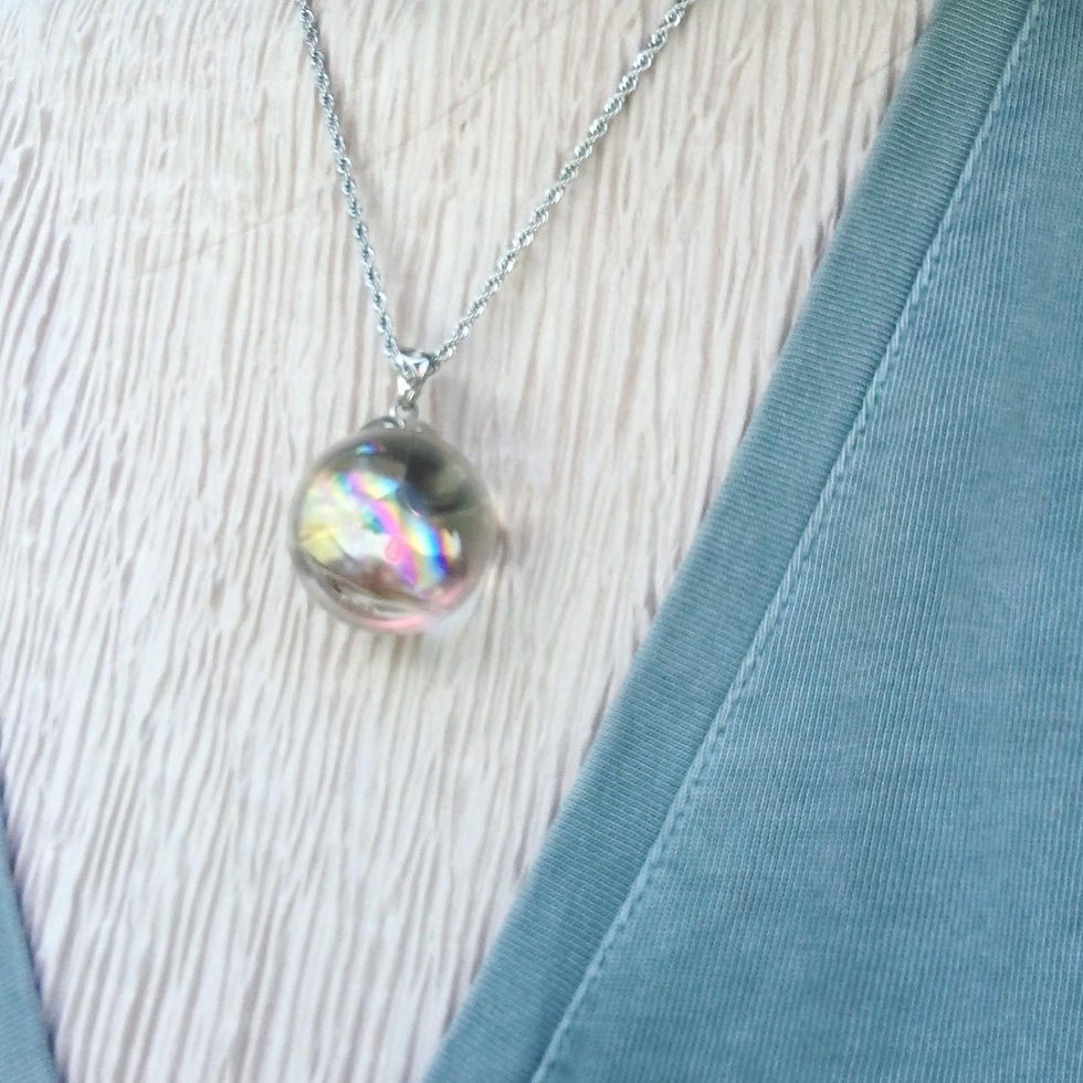 縮圖：Rainbow in Quartz | 完整的 彩虹 白水晶 水晶球 頸鏈