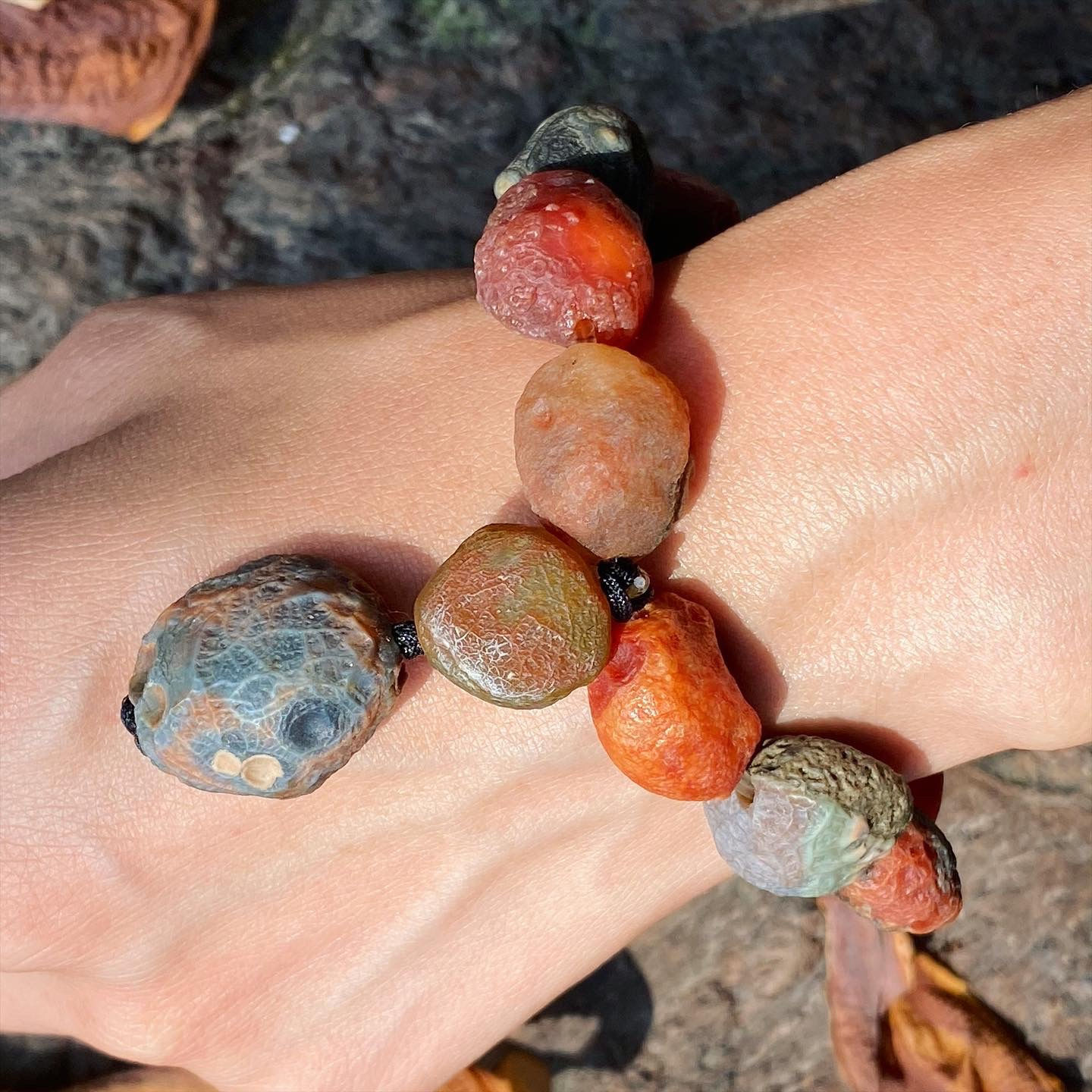 稀少 早期 戈壁 毛線團 瑪瑙 手鏈