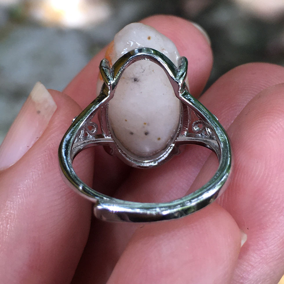 サムネイル： Gobi Agate | 天然原石 戈壁瑪瑙 黃花點 指環