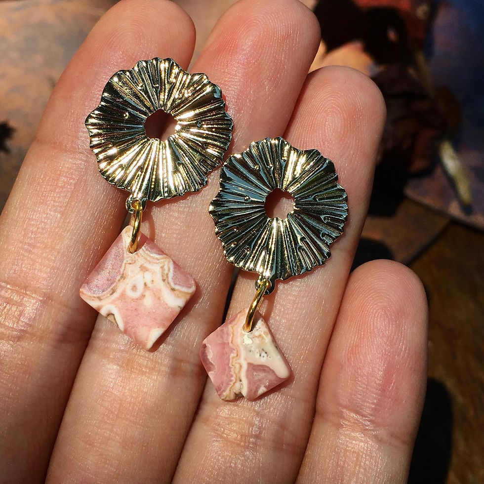 縮圖：日風 紅紋石 原石 片片 耳環