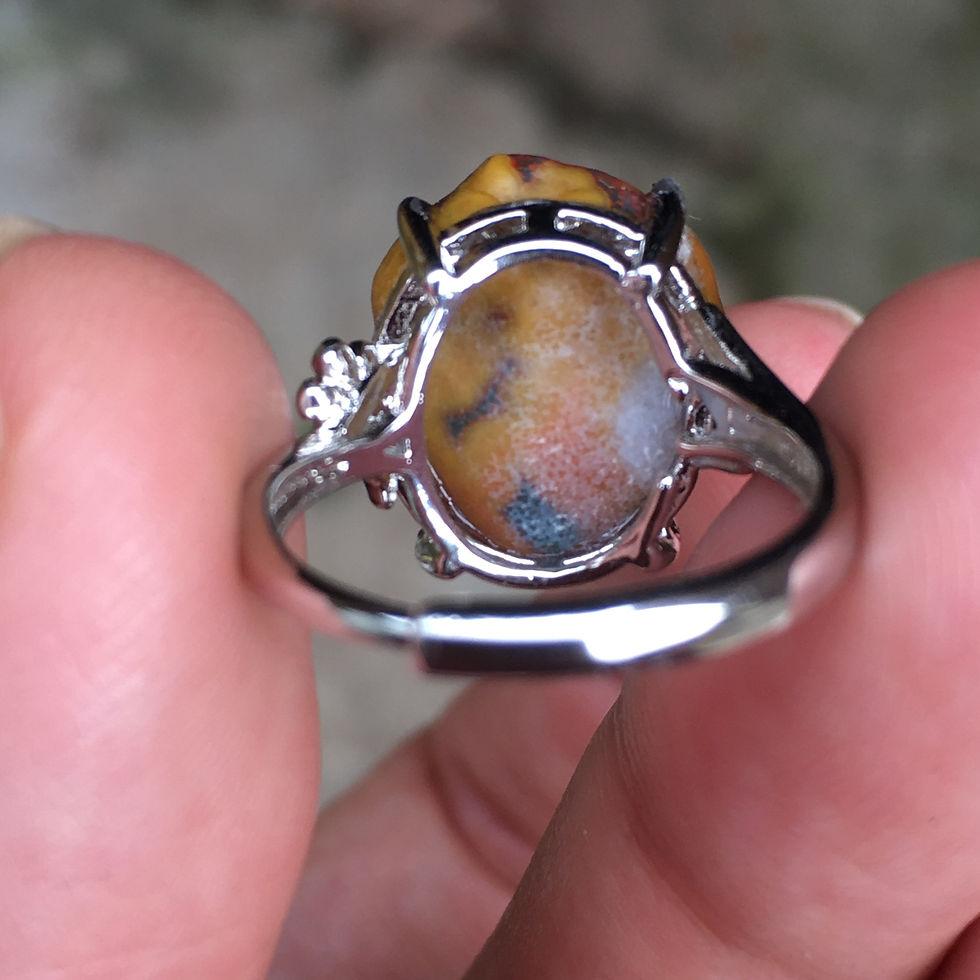 縮圖：Gobi Agate | 天然原石 戈壁瑪瑙 橘紅花點 灰糖 指環