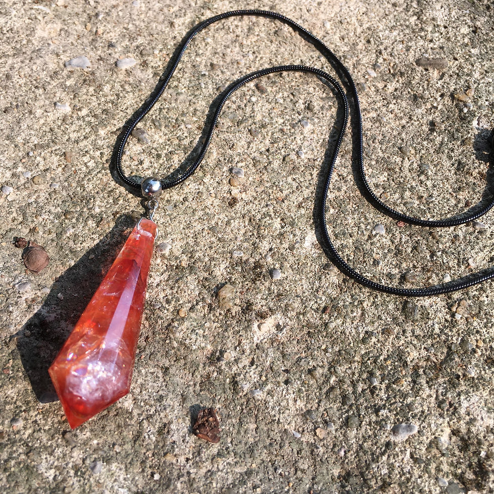 縮圖：天然石 紅鐵礦 水晶 火焰 頸鏈 1T68