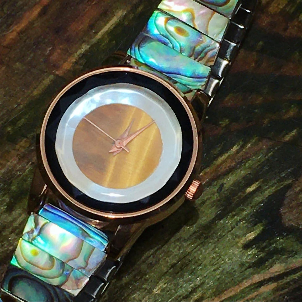 天然石 虎眼石 鮑魚貝 白蝶貝 手錶