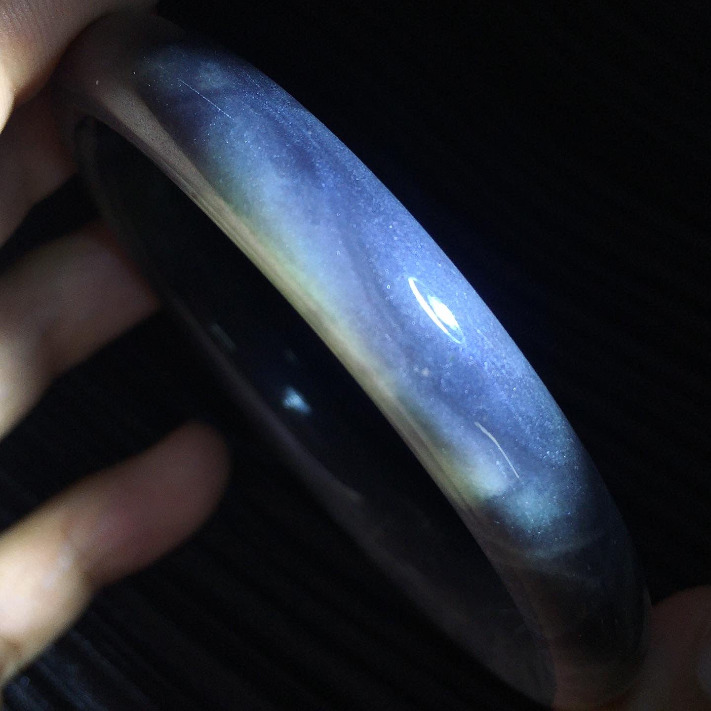 Jade | 天然石 宇宙 和田玉 煙紫 帶翠 手鐲 60.5