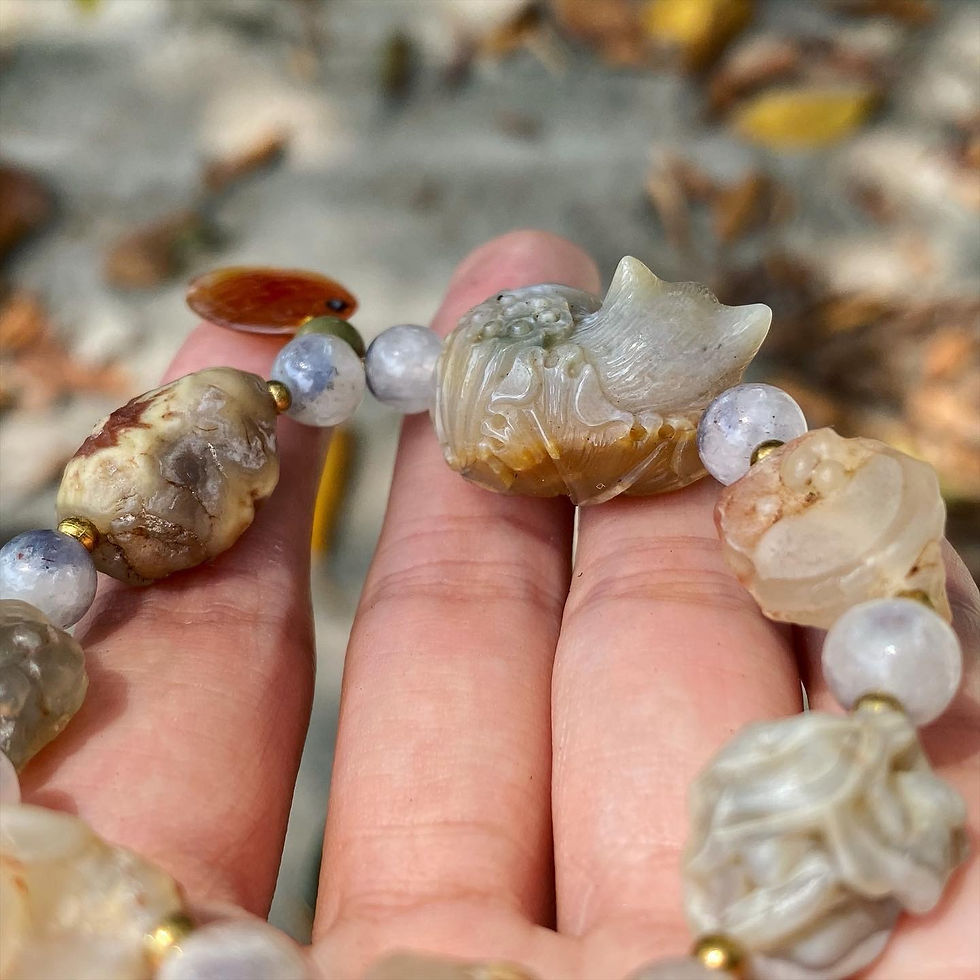 サムネイル： 戈壁彩玉 糖心 魚 招財貓 花脈手鍊
