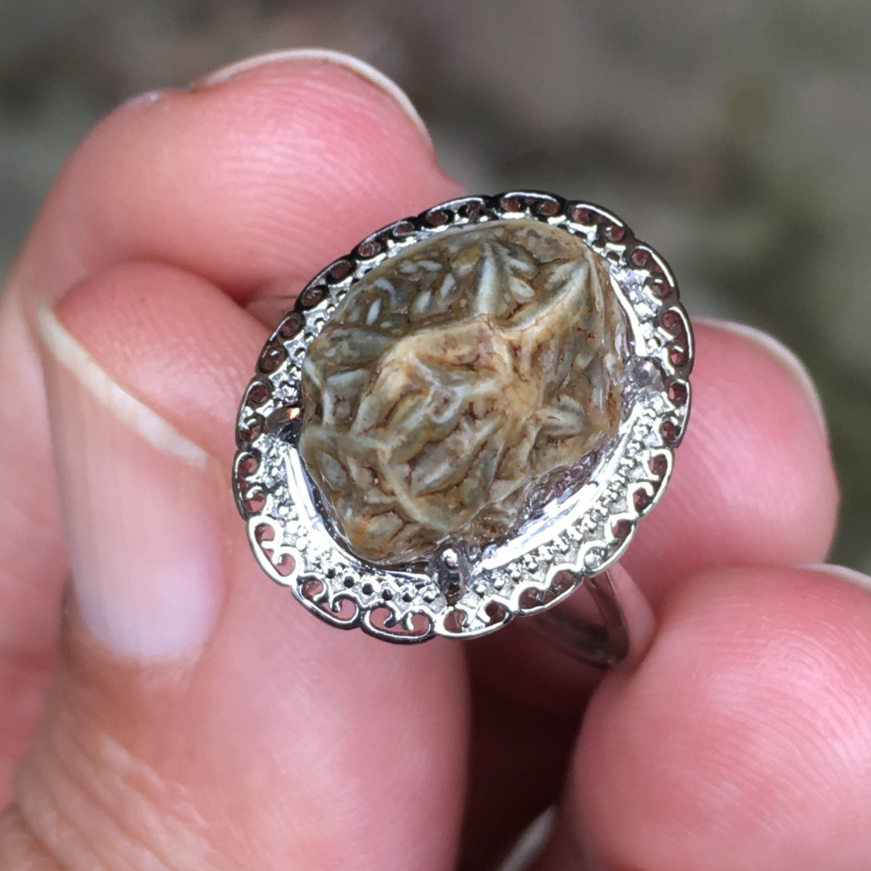 Gobi Agate | 天然原石 戈壁石 粗紋 灰筋脈 指環