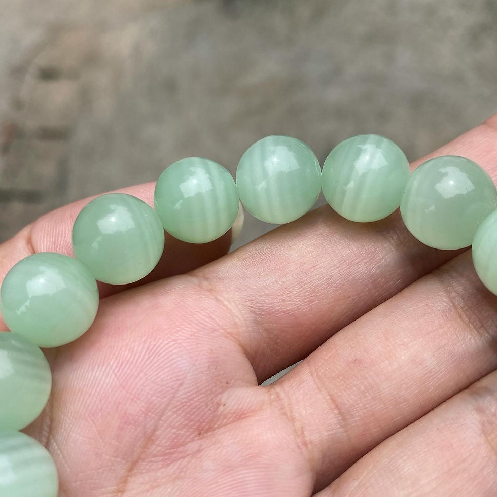 縮圖：Green Calcite , Afghanistan | 阿富汗 綠色 貓眼 方解石 手鍊
