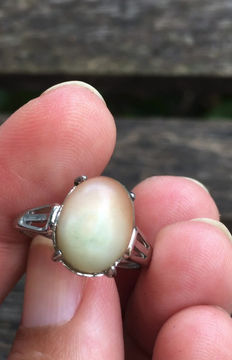 サムネイル： Gobi Agate | 天然原石 戈壁石 奶油色 雙色粉 指環