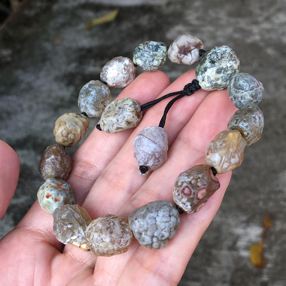 Thumbnail: Gobi Agate | 1.1-1.2 天然原石 戈壁瑪瑙 白漆 冰雪 筋脈石 手鏈 B2