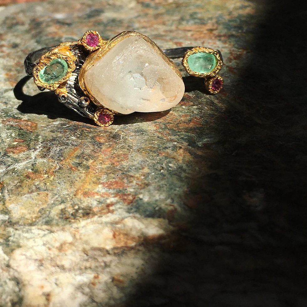 縮圖：Quartz | 古典款 天然石 石英 石榴石 葡萄石 指環