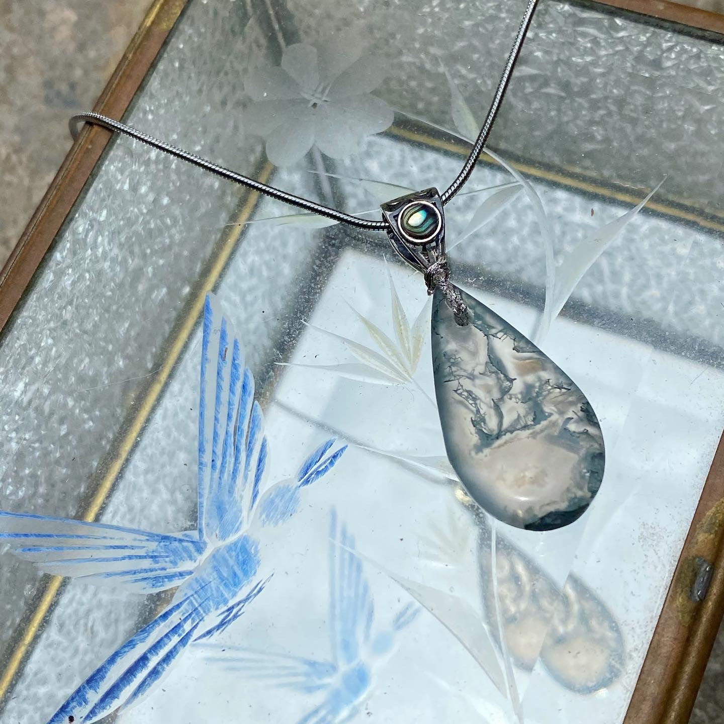 碧綠 水草 瑪瑙 水滴 頸鏈