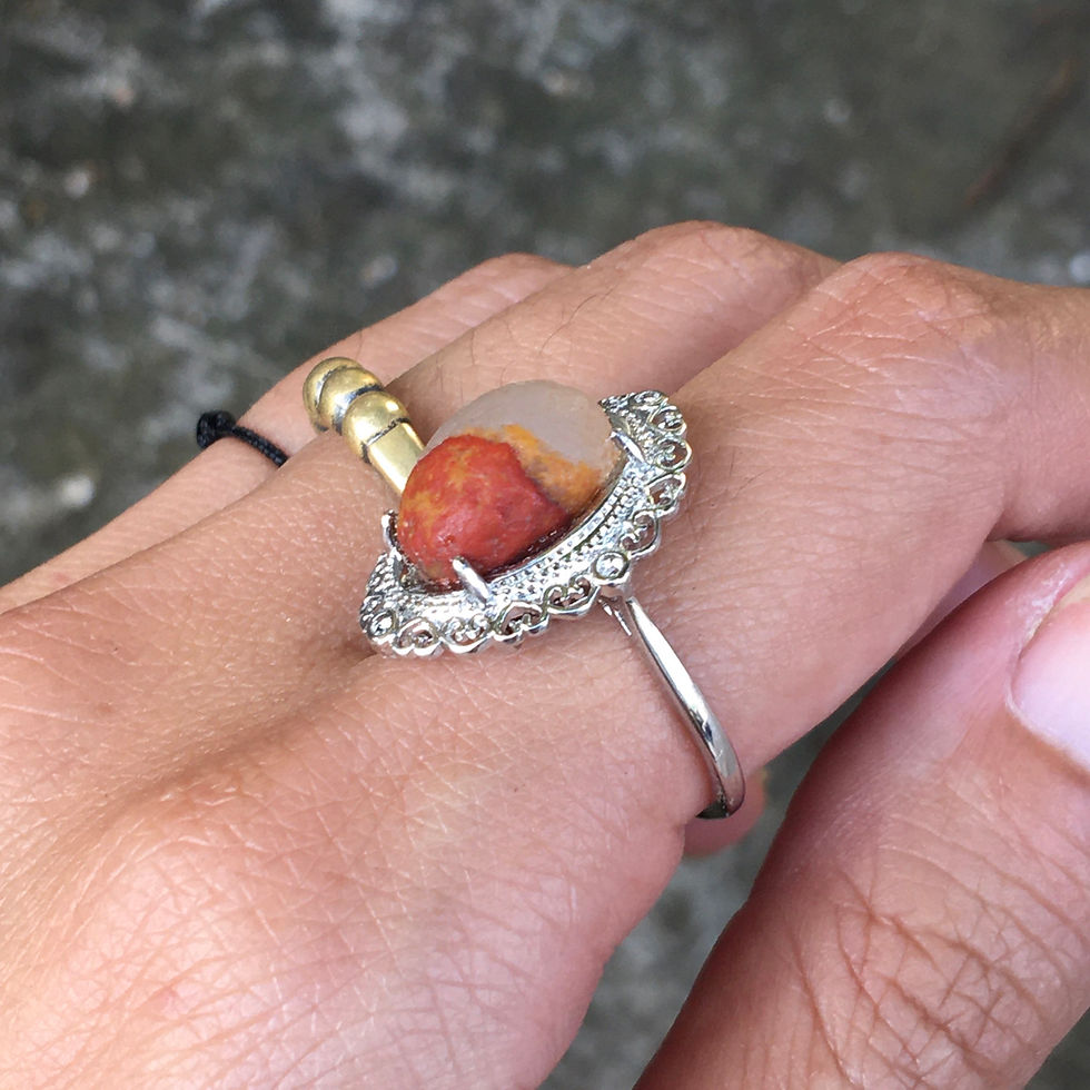 サムネイル： Gobi Agate | 天然原石 半半紅白 戈壁石 指環