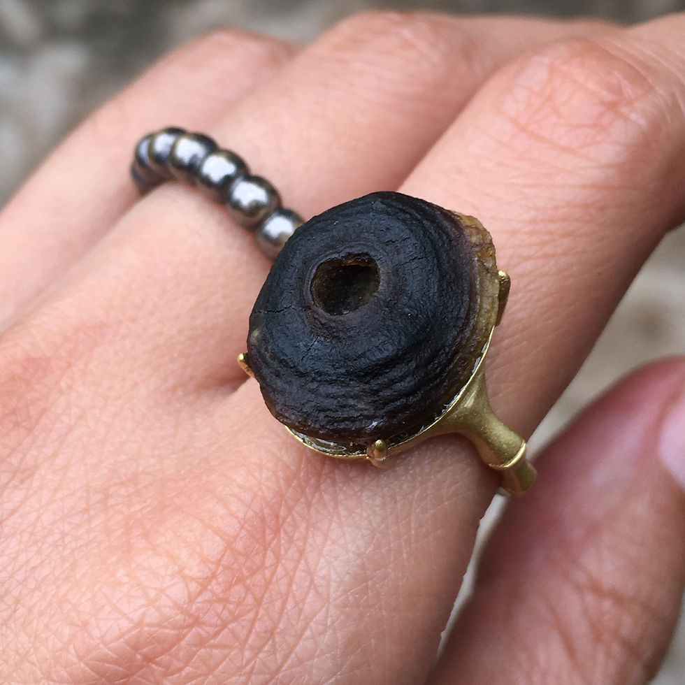 縮圖：Gobi Agate | 天然原石 戈壁石 黑窩窩 眼睛石 指環