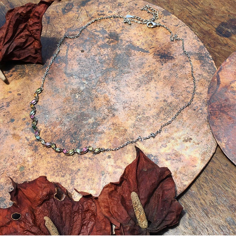 縮圖：Tourmaline | 天然石 彩虹 碧璽 小麥 頸鏈