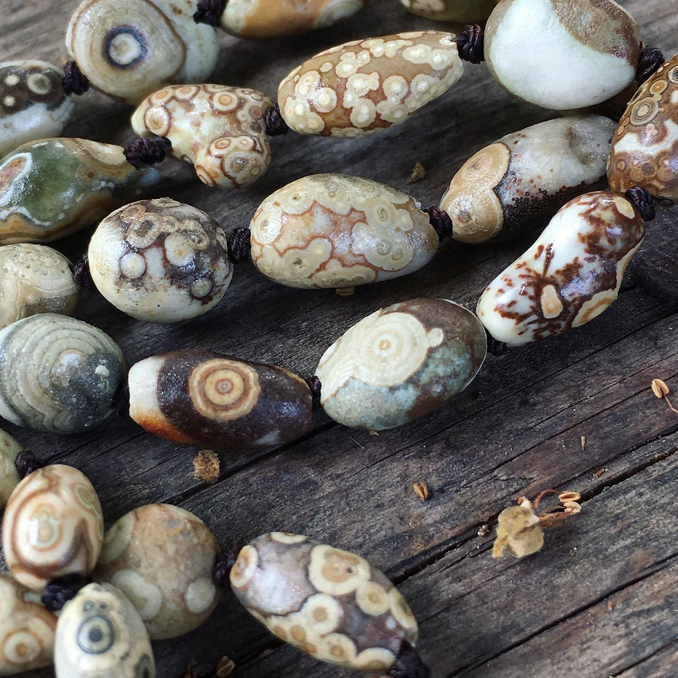 Thumbnail: (hold) Gobi Agate | 雙圈 早期 內蒙 眼睛石 頸鏈