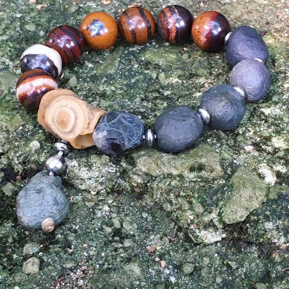 Gobi Agate | 天然原石 灰紫筋脈 戈壁瑪瑙 天眼石 鐵虎石 手鏈 1