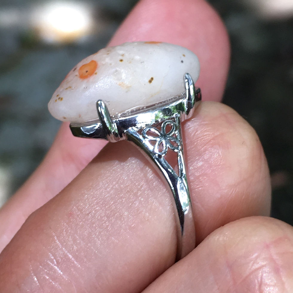 縮圖：Gobi Agate | 天然原石 戈壁瑪瑙 黃花點 指環
