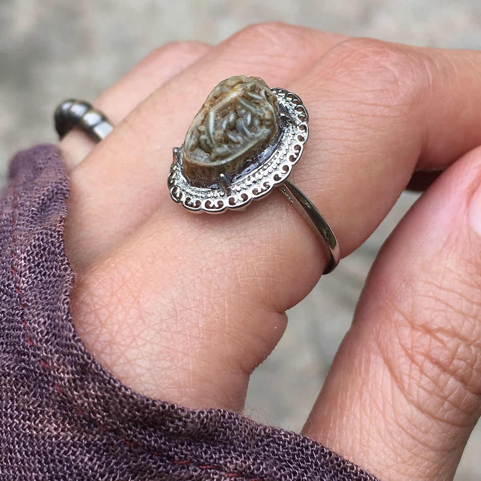 サムネイル： Gobi Agate | 天然原石 戈壁石 粗紋 灰筋脈 指環