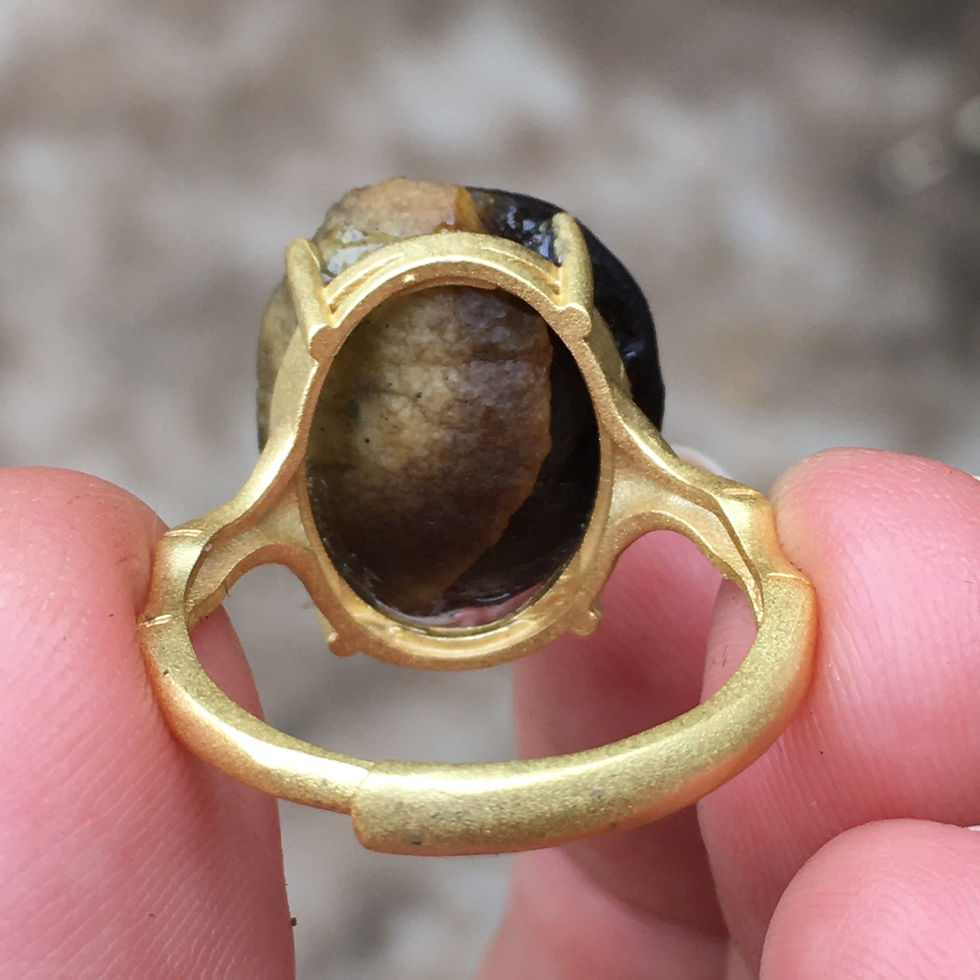 縮圖：Gobi Agate | 天然原石 戈壁石 黑窩窩 眼睛石 指環