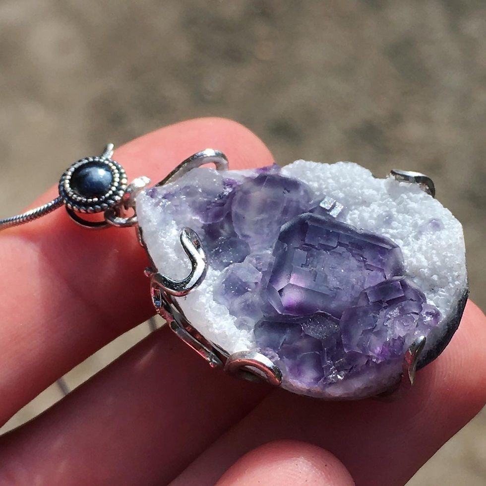 縮圖：Morandi Blue Fluorite | 莫蘭迪 幻彩藍 螢石 標本 水滴 頸鏈 MIN64