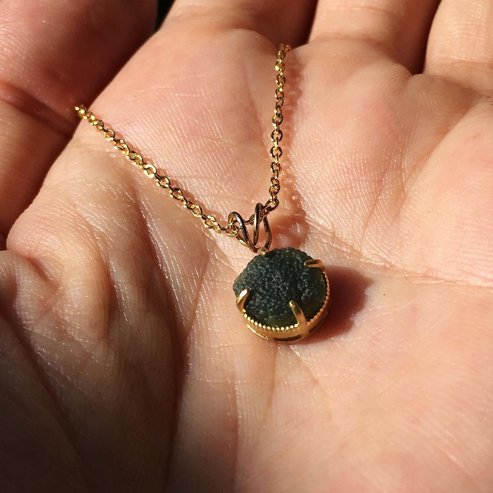 サムネイル： Gobi Agate | 簡約 戈壁瑪瑙 黑山 綠魚子 頸鏈 GB52