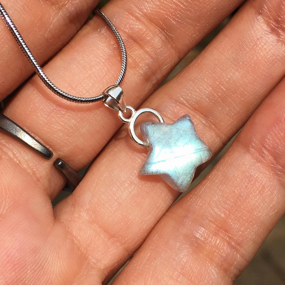 サムネイル： Labradorite | 天然石 透體 藍光 拉長石 星 頸鏈
