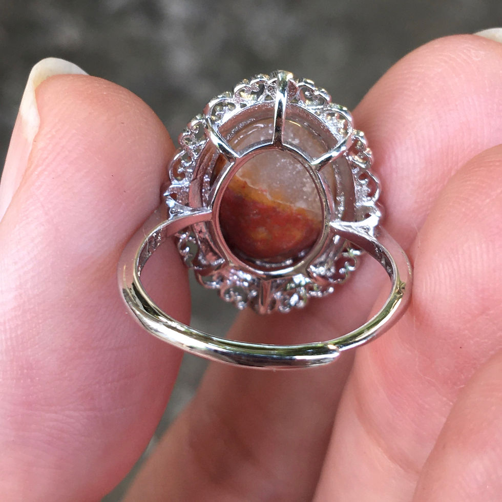 サムネイル： Gobi Agate | 天然原石 半半紅白 戈壁石 指環