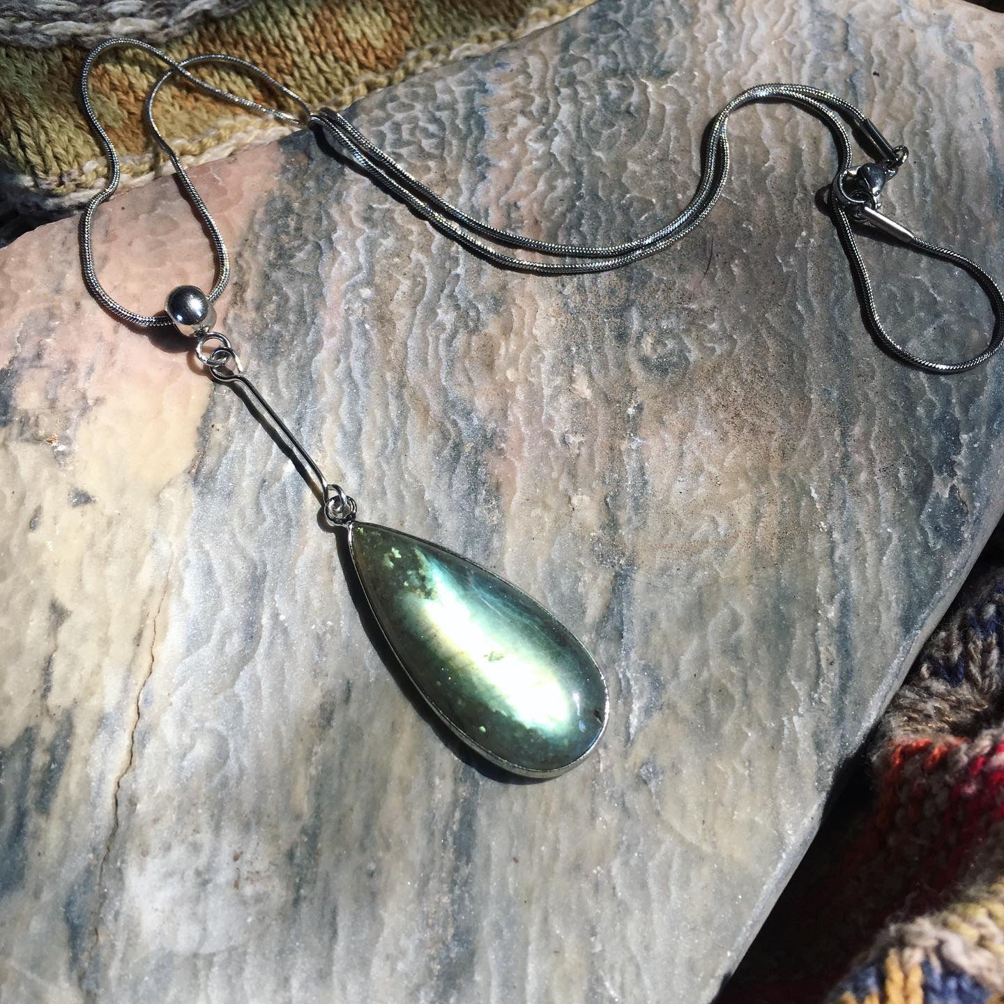 Labradorite | 天然石 拉長石 長水滴 頸鏈