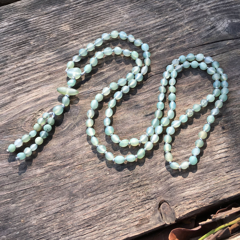 縮圖：Gobi Agate | 天然原石 戈壁瑪瑙 綠糖 珍珠 頸鏈