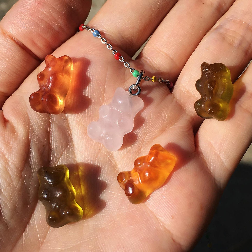 サムネイル： Rose Quartz | 天然 粉晶 糖果 Gummy Bear 頸鏈