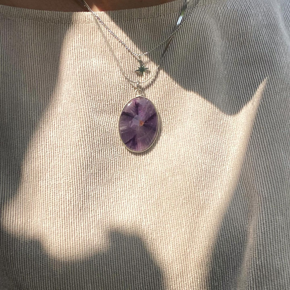 サムネイル： Trapiche Amethyst  | 時光隧道 放射狀 紫水晶 雙層 星光 頸鏈