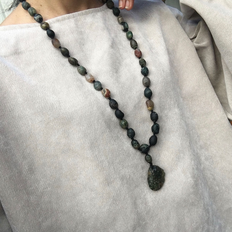 縮圖：Coming Soon | Gobi Agate | 天然原石 戈壁石 綠眼 頸鏈