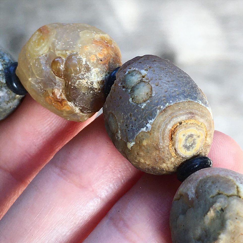 サムネイル： Gobi Agate | 天然原石 戈壁瑪瑙 黃藍皮 大眼石 手鏈