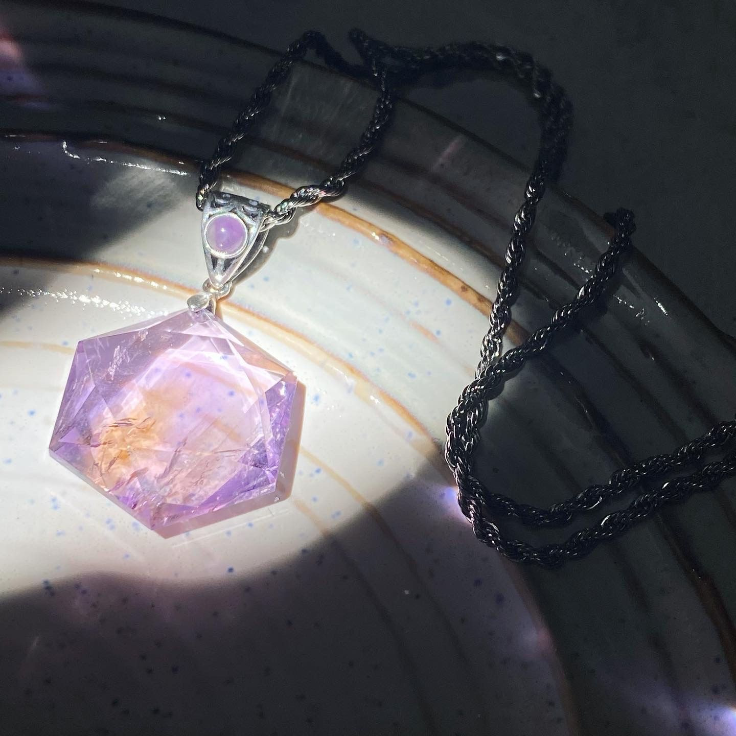 Sale 紫黃水晶 星 頸鏈