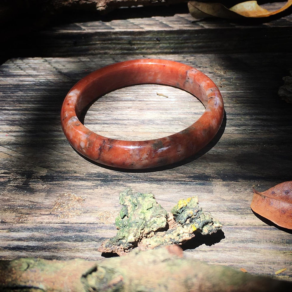 縮圖：Jade | 地表籽料 民族風 磚砂紅 五彩 金絲玉 手鐲 53.5