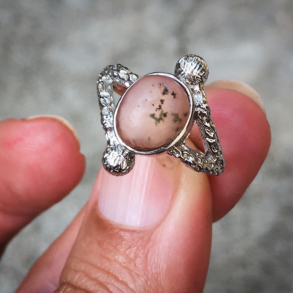 サムネイル： Gobi Agate | 天然原石 戈壁瑪瑙 瑪瑙原石 粉草花 指環