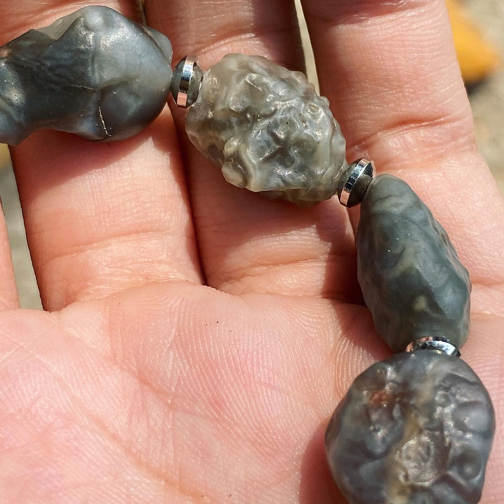 縮圖：等待良久的 戈壁 藍灰色 筋脈石 手鏈