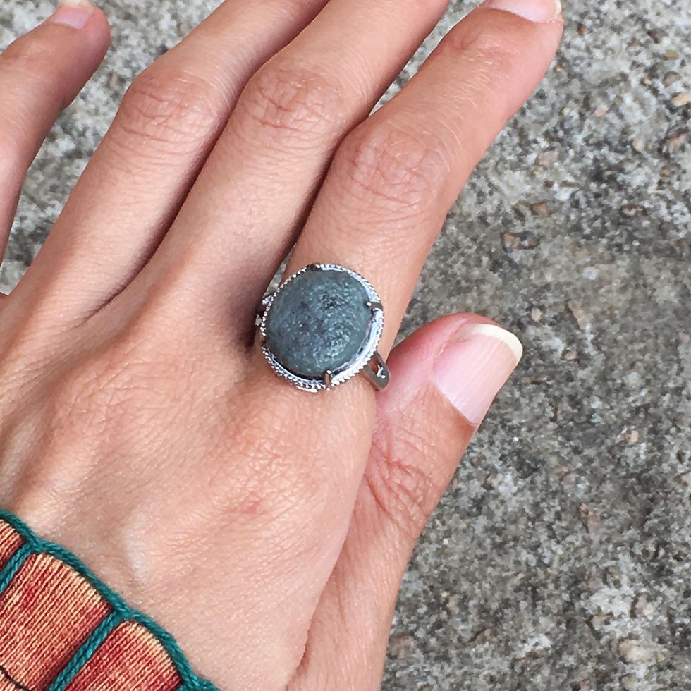 縮圖：Gobi Agate | 天然原石 戈壁石 黑山瑪瑙 Morandi green 指環