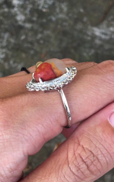サムネイル： Gobi Agate | 天然原石 半半紅白 戈壁石 指環