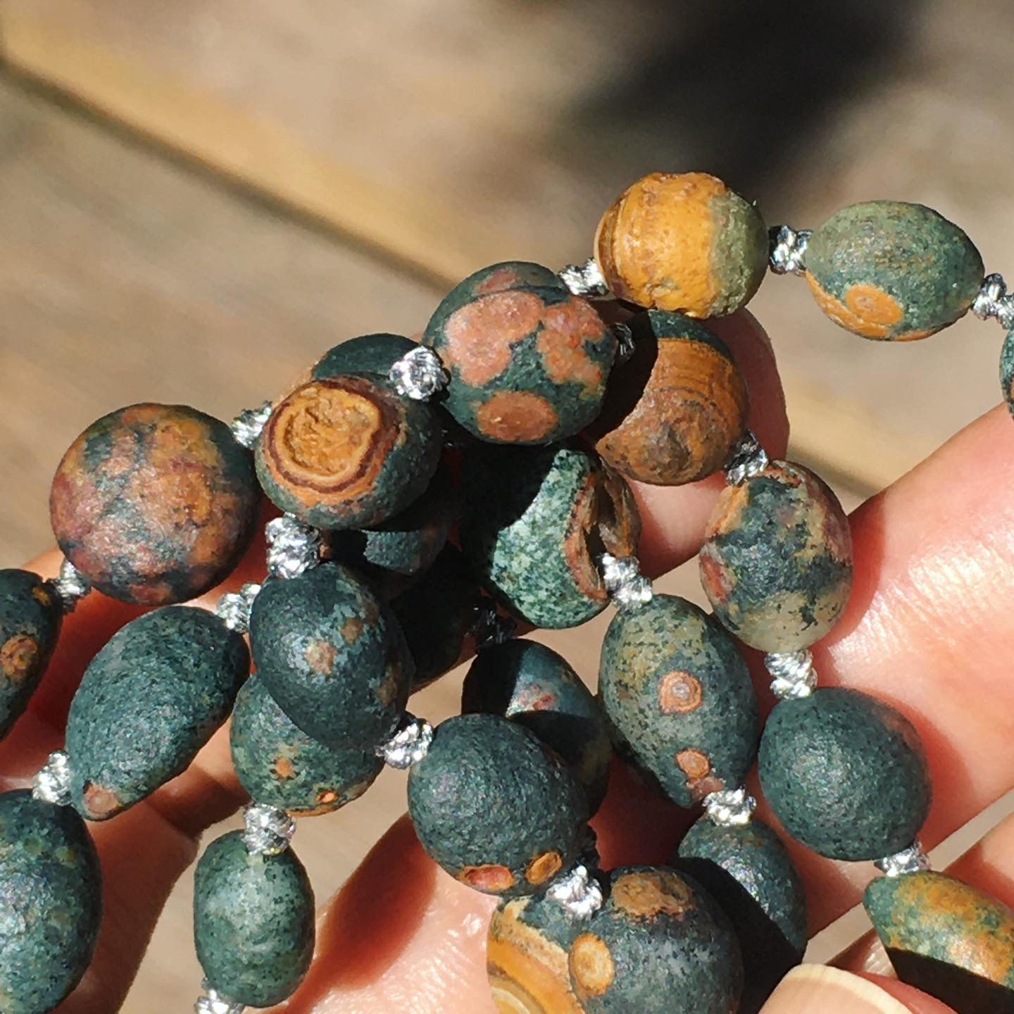 Gobi Agate | 戈壁瑪瑙 綠豆 金邊眼 頸鏈