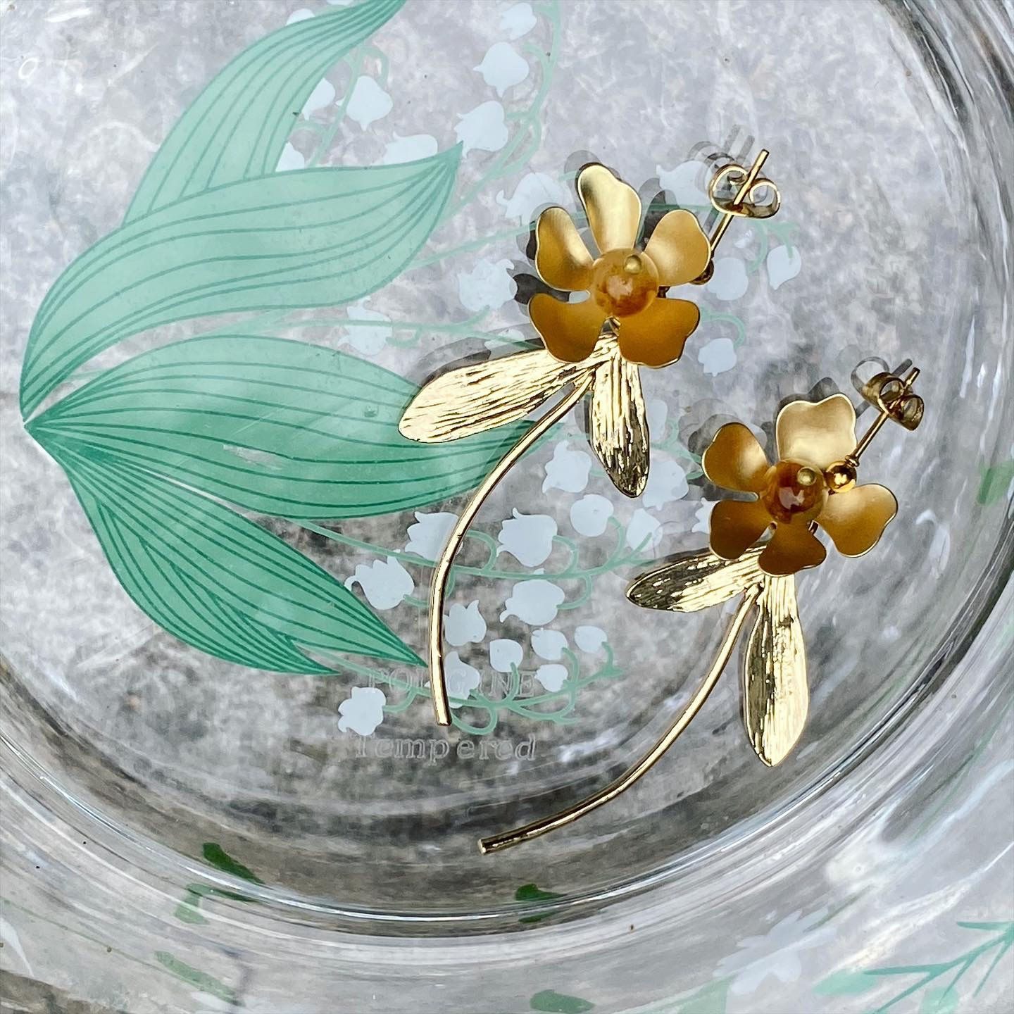虎眼石 花 耳環