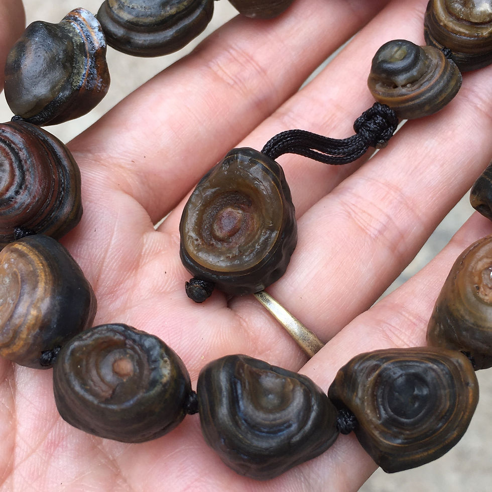 縮圖：Gobi Agate | 1.4-1.35 天然原石 戈壁瑪瑙 老品種 黑啡獨 眼晴石  手鏈