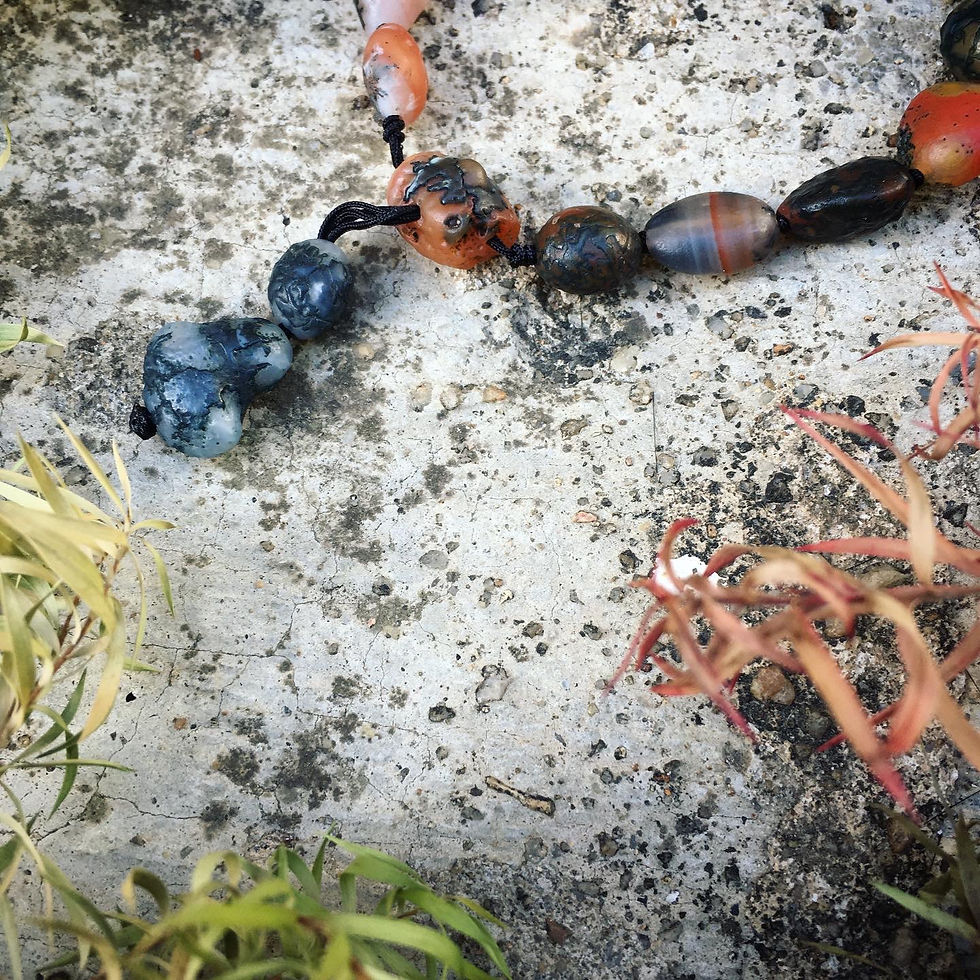 サムネイル： Gobi Agate | 天然原石 彩 草花漆 戈壁石 手鏈