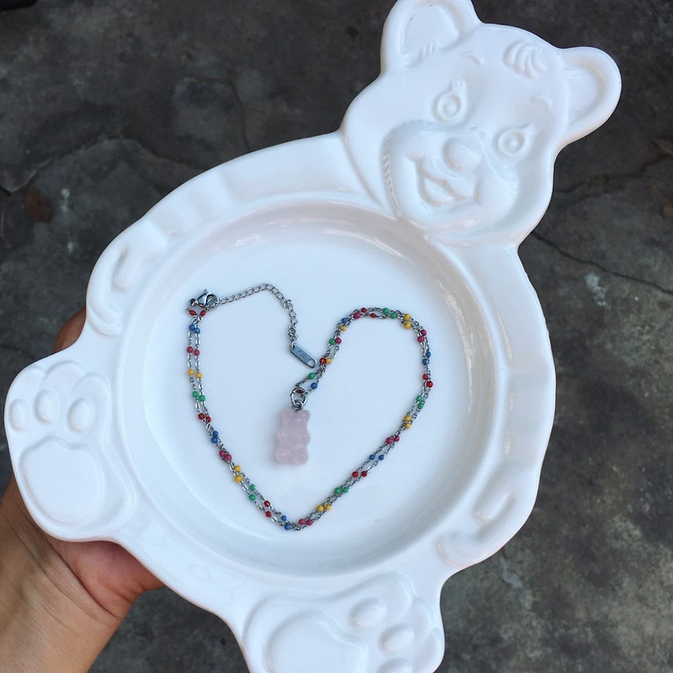 サムネイル： Rose Quartz | 天然 粉晶 糖果 Gummy Bear 頸鏈