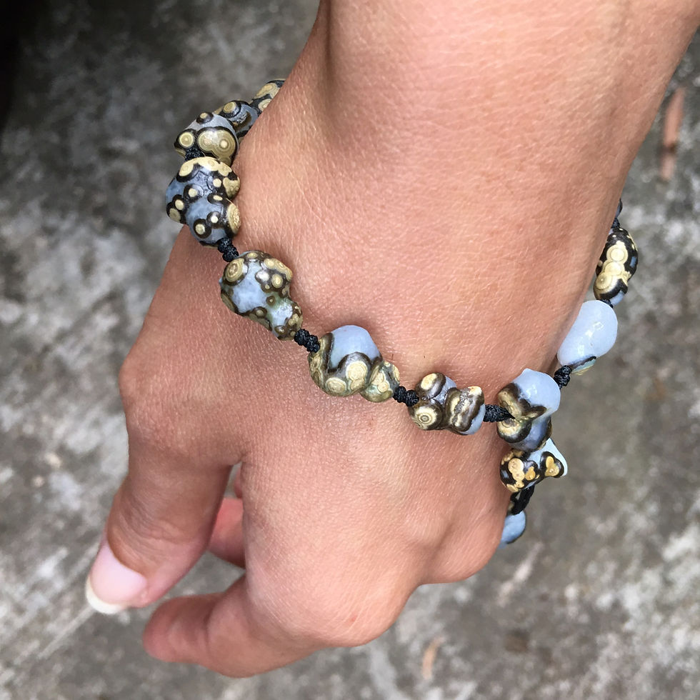サムネイル： Gobi Agate | Sale 天然原石 戈壁瑪瑙 藍色底 葫蘆 眼睛石 手鏈 B2