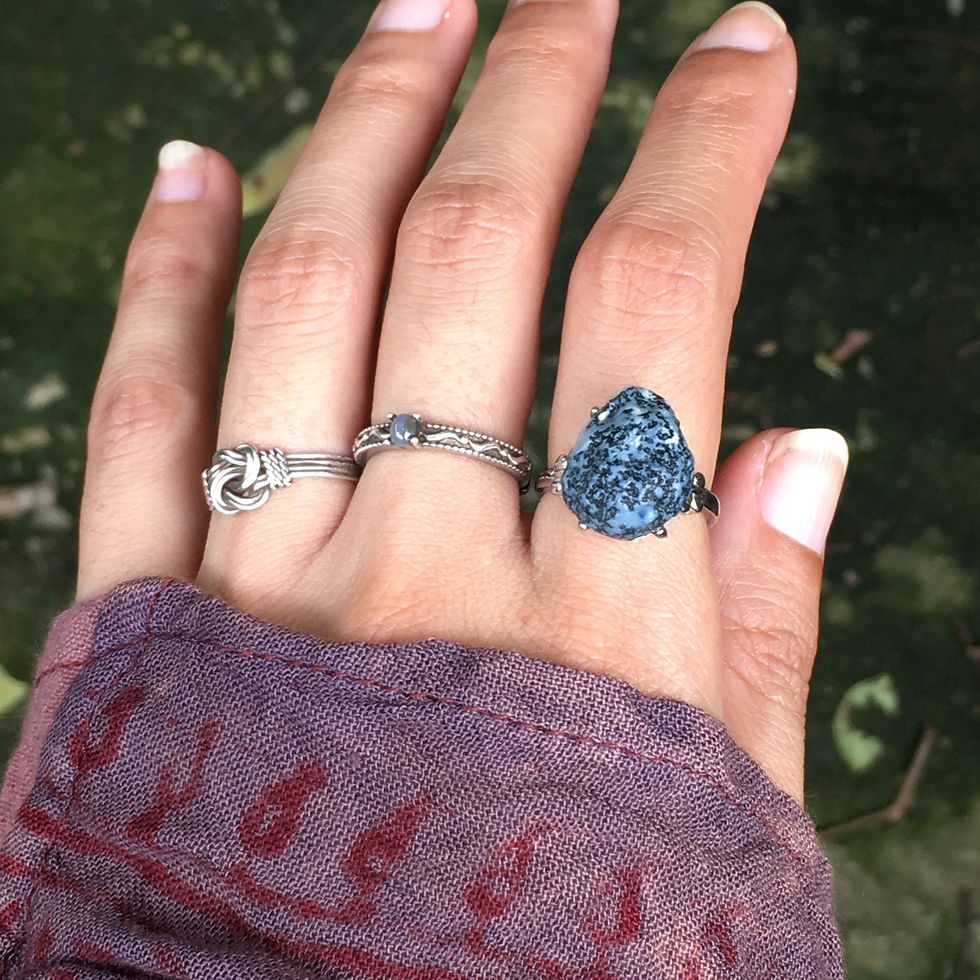 Gobi Agate | 天然原石 戈壁瑪瑙 灰藍 草花 指環