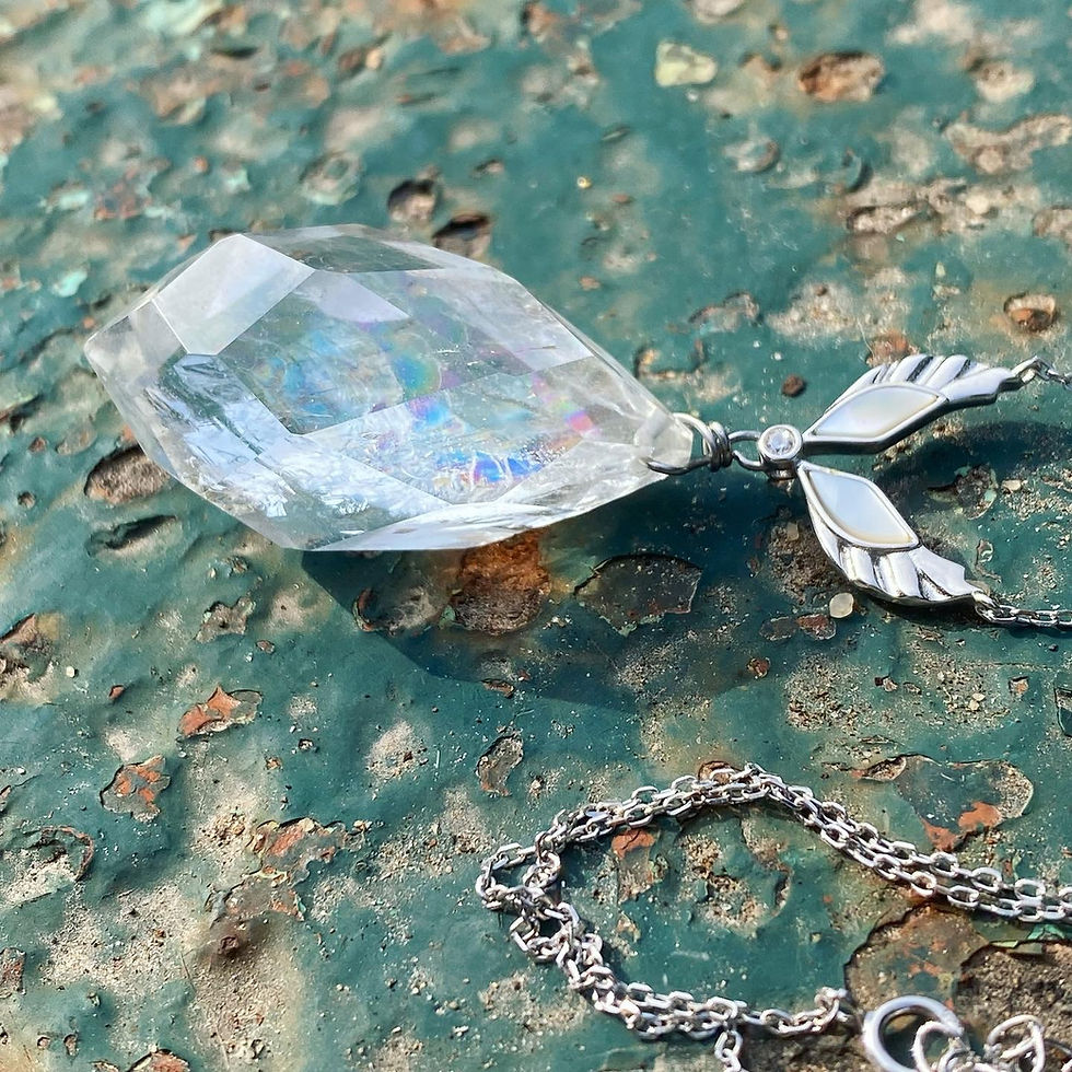 縮圖：Rainbow in Quartz | 淨體 全彩虹 白水晶 貝母 天使 頸鏈 WD23