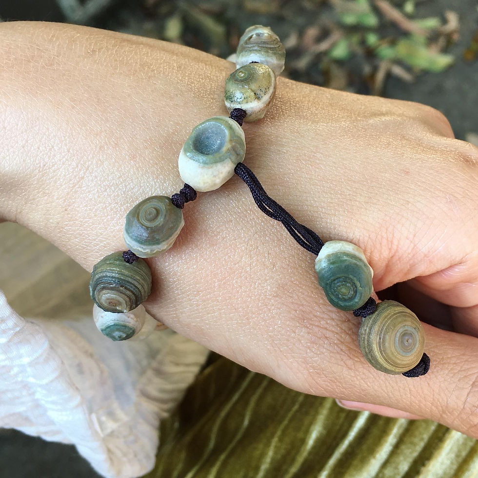 サムネイル： Gobi Agate | 天然原石 綠色 獨眼 眼睛石 戈壁瑪瑙 手鏈